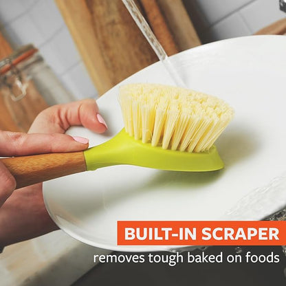 Full Circle Be Good Kitchen Dish Brush with Bamboo Handle, Single Brush, Green, FC10108