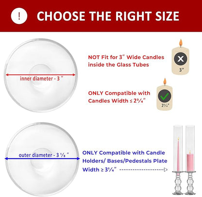 CYS EXCEL 6 PCS (H:16" D:3") Open Ended Clear Glass Hurricane Candleholder Tube Lamp Shade Open Flame Candlestick Holder Chimney Tube Cover Bottomless Cylinder