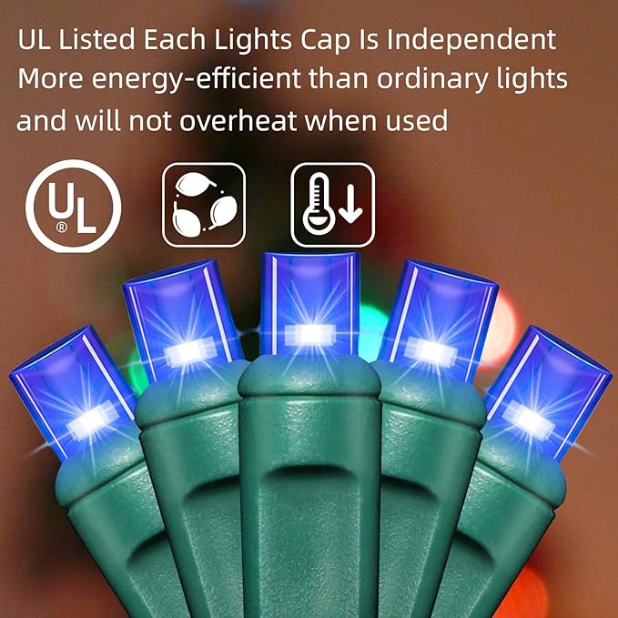 1200LED (24pk of 50L) String Lights, LED Christmas Lights, 6" SPACING,Green Wire, Blue