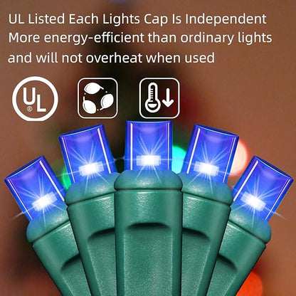1200LED (24pk of 50L) String Lights, LED Christmas Lights, 6" SPACING,Green Wire, Blue