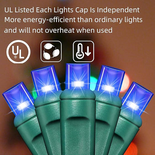 600LED (12pk of 50L) String Lights,LED Christmas Lights, 6" SPACING,Green Wire,Blue