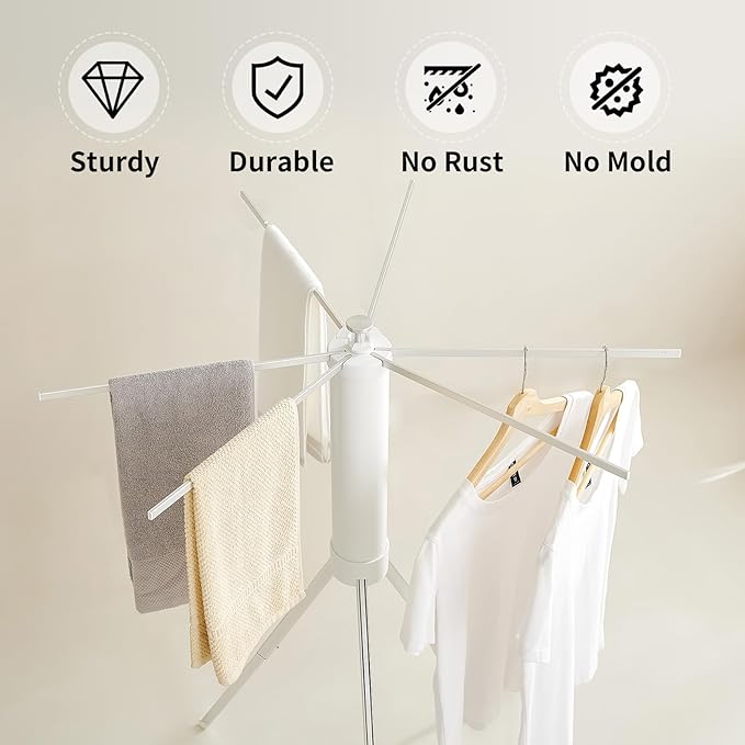 JOOM Clothes Drying Rack Portable Foldable - Drying Rack Clothing Space Saving,Collapsible Drying Rack for Laundry,Travel,Indoor,Outdoor. Folding Clothing Rack Home and Travel (Small Silver)