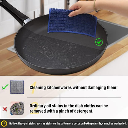 Dish Rags for Washing Dishes 16 Pack Multipurpose Wire Miracle Cleaning Coths Non-Scratch Wire Dishwashing Rag Lint Free Microfiber Cleaning Cloth for Kitchen Windows