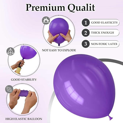 130PCS Purple Balloons, Latex Balloons Different Sizes 18/12/10/5 Inch, Helium Balloons with Ribbon, Party Balloon Set for Birthday Wedding Graduation Anniversary Baby Shower Decorations.