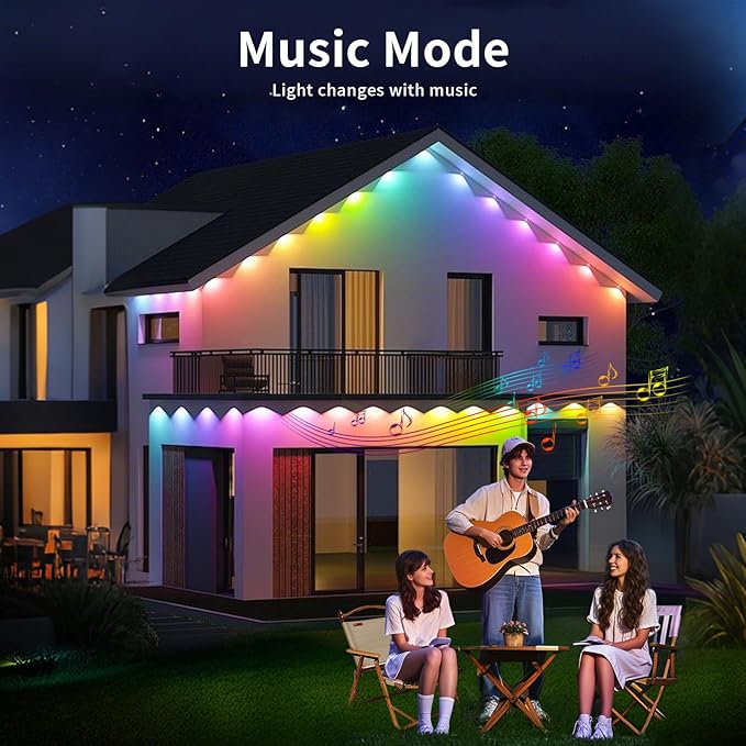 Permanent Outdoor Lights, 100ft RGB with App Controlled Remote, DIY Scene Mode IP67 Waterproof LED, Music Synchronized Outdoor Lights for Houses