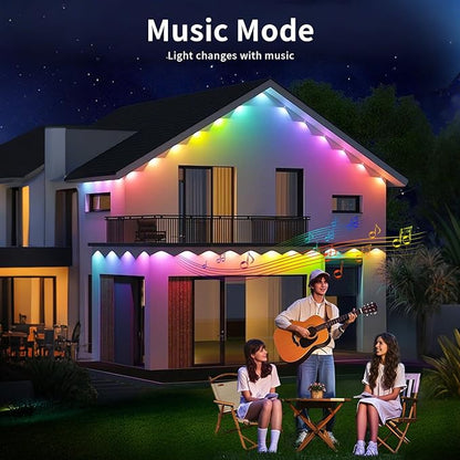 Permanent Outdoor Lights, RGB Eave Lights with App Control Remote, IP67 Waterproof LED String Lights for Christmas, Halloween, Outdoor, Garden Decoration