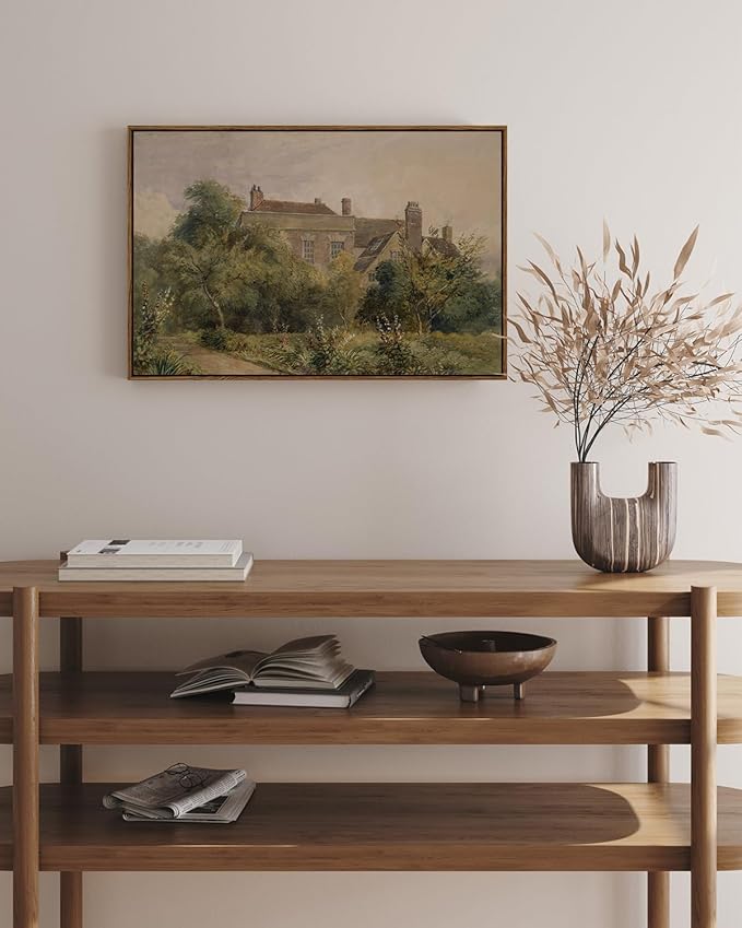 InSimSea Framed Canvas Wall Art Vintage Decor, Home Decor Classical Scenery Landscape Cottage Paintings, Large Wall Decorations for Living Room Home Farmhouse Bathroom Decor, 20"x30"