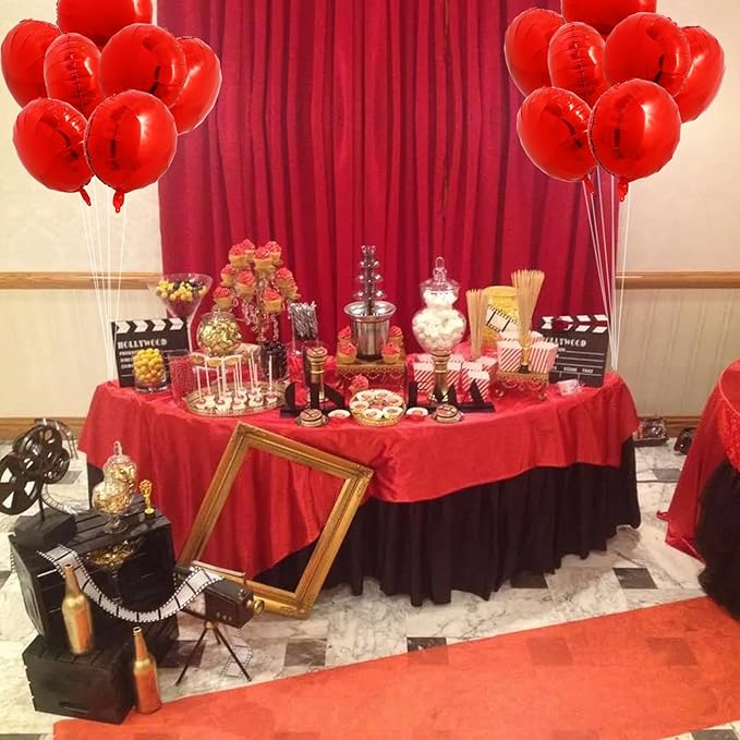TONIFUL 30Pcs 18 Inch Round Balloons Large Red Round Shape Foil Ballons Big Red Round Helium Mylar Decorations for Birthday Wedding Baby Shower Anniversary Engagement Party Supplies