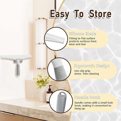 All-Purpose Shower Squeegee for Glass Doors, Silicone Squeegee for Bathroom, Shower Doors, Mirrors, Tiles, 10 inch, Black