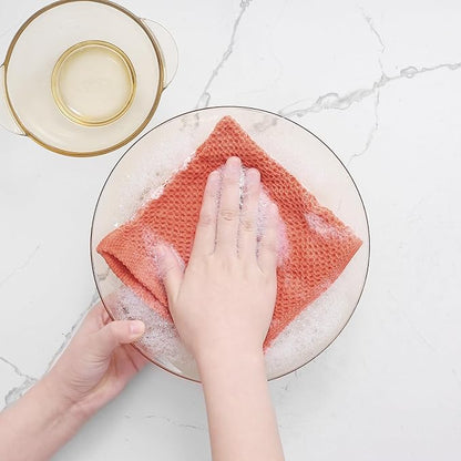 Homaxy 100% Cotton Waffle Weave Kitchen Dish Cloths, Ultra Soft Absorbent Quick Drying Dish Towels, 12 x 12 Inches, 6-Pack, Coral
