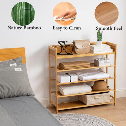 latifolia Shoe Rack, 5-Tier Bamboo Shoe Rack Organizer for Entryway Hallway, Beautiful Natural