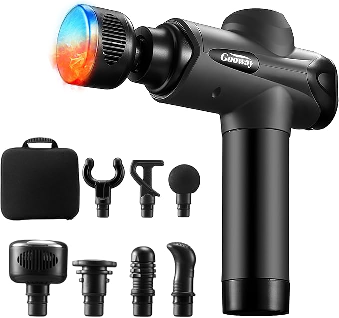 Massage Gun with Heat and Cold Therapy, Deep Tissue Massage Gun,Heated Professional Massage Gun for Back & Neck, FSA Eligible HSA Portable,7 Massage Heads,Gift