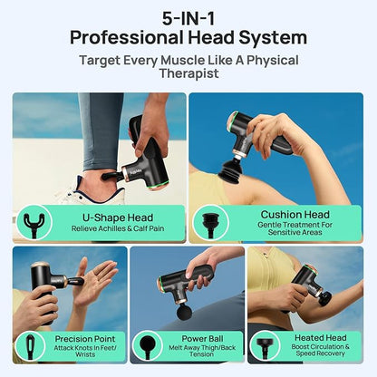 A1 Super Mini Massage Gun, Percussion Deep Tissues Muscle Massager (Heat-Black)