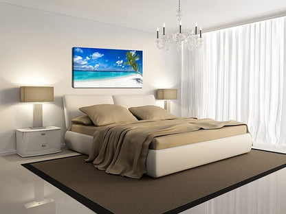 XXMWallArt FC2475 Seascape Canvas Art - Tropical Paradise Beach With White Sand and Coco Palms - Summer Beach Nature Pictures for Living Room, Bedroom, Home and Office Wall Decor