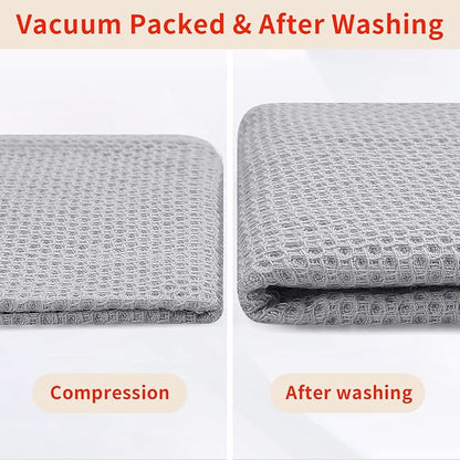 Homaxy 100% Cotton Waffle Weave Kitchen Dish Towels, Ultra Soft Absorbent Quick Drying Cleaning Towel, 20x28 Inches, 4-Pack, Light Gray