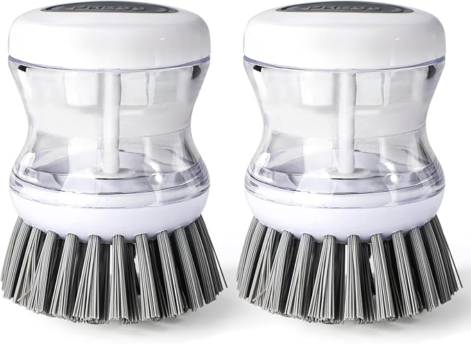 2 Pcs Dish Brushes, Kitchen Scrub Brush,Cleaning Brush, for Dish Scrubber Brush with Soap Dispenser(Gray) Dish Pot Pan Sink Cleaning (2, Gray)