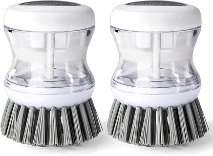 2 Pcs Dish Brushes, Kitchen Scrub Brush,Cleaning Brush, for Dish Scrubber Brush with Soap Dispenser(Gray) Dish Pot Pan Sink Cleaning (2, Gray)