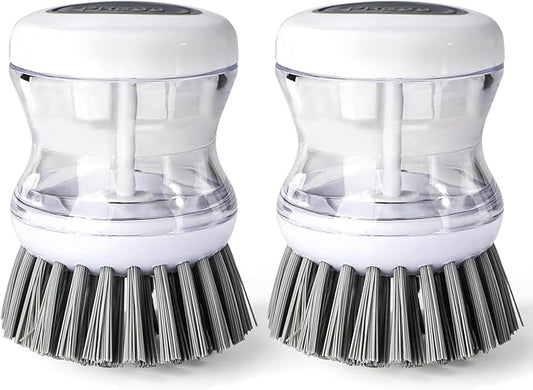 2 Pcs Dish Brushes, Kitchen Scrub Brush,Cleaning Brush, for Dish Scrubber Brush with Soap Dispenser(Gray) Dish Pot Pan Sink Cleaning (2, Gray)