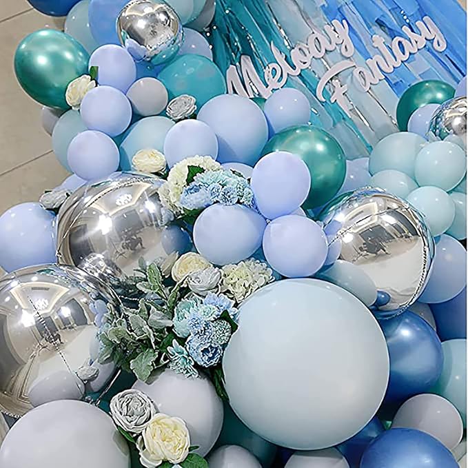 KALOR 12 Inch Pastel Blue Balloons, 50 Pcs Latex Helium Macaron Balloons for Kid's Birthday Party, Baby Shower, Wedding, Graduate Party Decorations