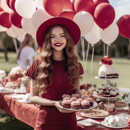 130PCS Burgundy Balloons, Latex Balloons Different Sizes 18/12/10/5 Inch, Helium Balloons with Ribbon, Party Balloon Set for Birthday Wedding Graduation Anniversary Baby Shower Decoration
