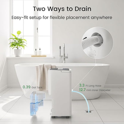 Waykar 2000 Sq. Ft. Energy Star 2025 Dehumidifier for Basement & Home,Adjusts from 15% RH With Drain Hose, Ultra Quiet 35 dB for Bedroom & Bathroom