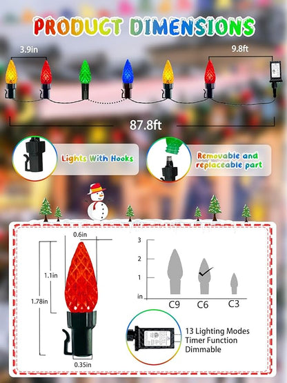 240 LED 78FT C6 Christmas String Lights, Super Long Christmas Lights Outdoor Indoor with 13 Modes & Timer, Waterproof Fairy Twinkle Light Plug in for Tree Garden Party Xmas Decorations (Multicolor)