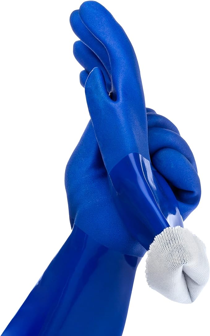 kitchen-star Ultimate Rubber Household PVC Gloves with Comfortable Cotton Lining, Anti-Slip surface, Kitchen Dishwashing, Extra Thickness, Kitchen Cleaning, Working, Painting, PetCare(X-Large, Blue)