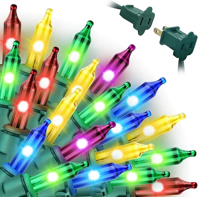 20FT LED Multicolor Christmas String Lights 100 Count, Colored Mini Christmas String Lights Plug in, Colorful Christmas Tree Lights for Party Wedding Home Holiday Decoration, Green Wire