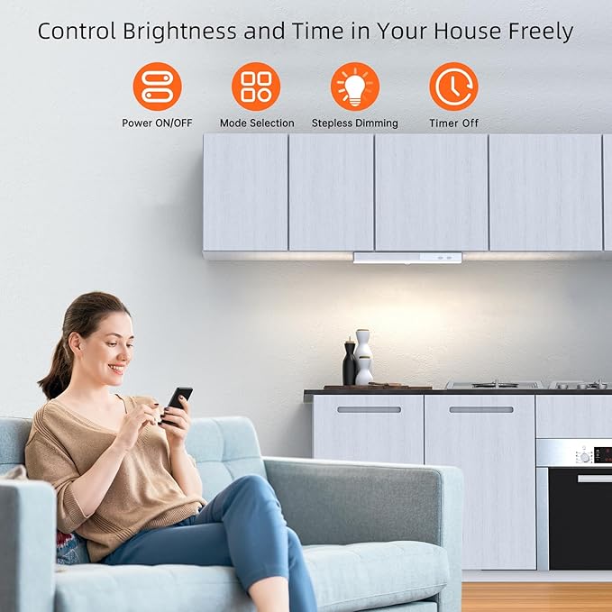 LED Closet Light with Charging Station, 6 Pcs 3 Color Temperatures 30LEDs Dimmer Rechargeable Motion Sensor Under Cabinet Lighting, Stick-on Night Light for Kitchen