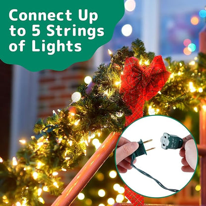 Christmas Lights 100 Count Mini Clear Lights 22.7ft Green Wire Christmas Tree String Lights Set for Outdoor Indoor Christmas Decorations Wedding Decorations Valentines Day Decor,UL Certified