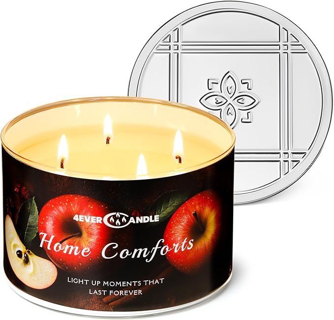 4EVER Scented Candles | 4-Wick 18oz Soy Wax Candle | Up to 50Hrs Clean Burn | Aromatherapy Candles for Home Scented | Gifts for Women & Mom, Home Comforts