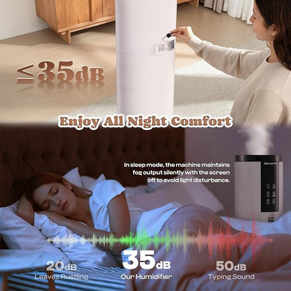 Moongiantgo 12L/3.17Gal Humidifiers for Large Room 500 sq.ft, 350ML/H Mist Output Cool Mist Humidifier with 4 Mist Modes&24H Timer, Quiet Humidifier with Aromatic Diffusion for Home Bedroom Baby Plant