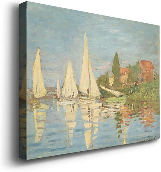 Wexford Home Home Decor Landscape Canvas Wall Art Abstract Floral Painting Modern Pictures Artwork Decoration for Living Room Kitchen Bathroom Office, Ready to Hang, Regatta-at-Argenteuil