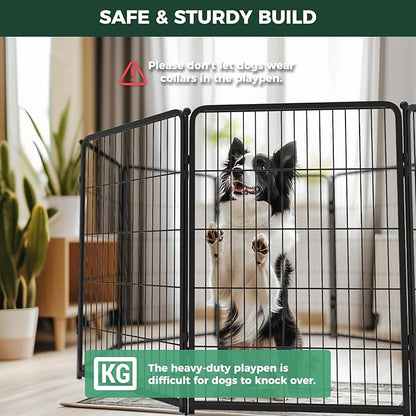 FXW Homeplus Unleashed Indoor Dog Playpen - Stress-Free and Safe Play, Heavy Duty 40 Inch 16 Panels Dog Pen with Connectors (Pack of 2) for Medium and Large Dogs, Black│Patented