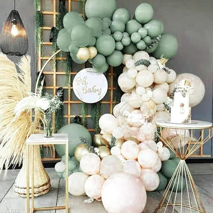 PartyWoo Dusty Green Balloons 50 pcs 12 Inch Matte Sage Olive Boho Green Eucalyptus Helium Balloons for Wedding Baby Shower Gender Reveal Birthday Graduation Jungle Safari Party Decorations Green-F35