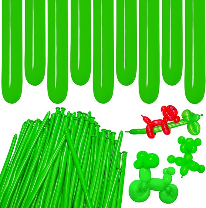 Green 260 Long Thickening Balloons for Tying Balloon Arch, Twisting Latex Animals Magic Modeling Skinny Birthday Balloons for Kid‘s Party Wedding Decoartion 100pcs