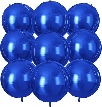 Royal Blue Round Foil Balloons 9 pcs,Blue Giant 4D Round Balloons 22 Inch for Wedding Graduation Birthday Party Decorations