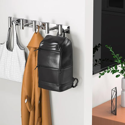 Wall Mounted Coat Rack-5 Hooks, Heavy Duty Stainless Steel Wall Hooks for Towel Coat Bag, Hat Rack Coat Hanger Coat Hooks Towel Racks for Bathroom Entryway Kitchen Hotel (Glossy, 1 Pack)