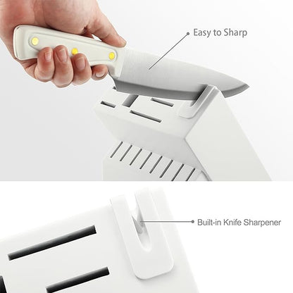 McCook® Knife Sets, White High Carbon Stainless Steel Kitchen Knife Sets with with Built-in Sharpener