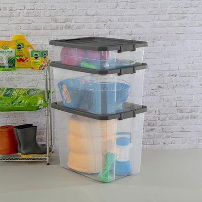 Sterilite 8-Pack Modular Stacker Box, Durable Clear Plastic Storage Bins with Latching Lids, 108 Quart - Stackable Organizing Container Boxes for Closet, Bathroom, and Office