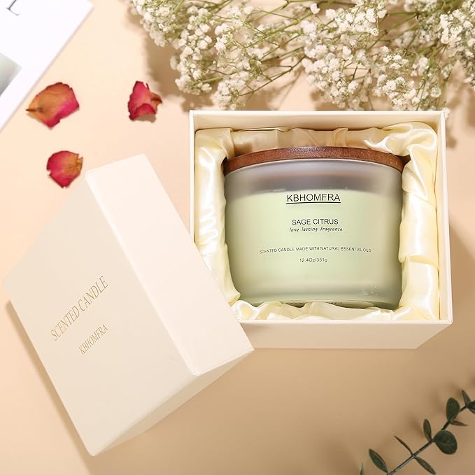 Scented Soy Wax Candle, 12.4 Oz Glass Jar, 70+ Hours Burn Time, Natural Essential Oils, Cotton Wick, Long Lasting Fragrance, Modern Contemporary Style (Lemon Lavender+Pink Sands 2 Pack)