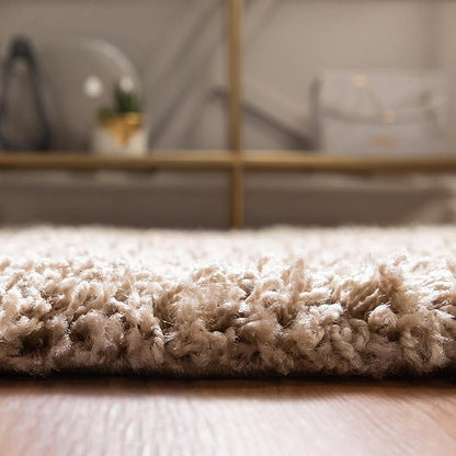 Unique Loom Solid Shag Collection Area Rug (5' 1" x 8' Oval, Taupe)