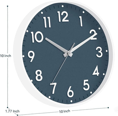Mosewa Wall Clock 10 Inch, Battery Operated Silent Non-Ticking Modern Analog Clock Decorative for Kitchen, Bedroom, Office(Azure Blue)