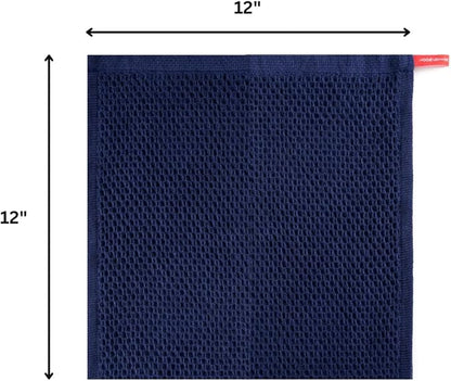 Premium Cotton Waffle Kitchen Wash Cloths - Pack of 6 (12x12 Inches), Ultra Soft, Super Absorbent, Quick Dry, Best as Wash Cloth and Dish Rags - Blue