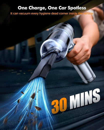Car Vacuum,3 Suction Modes,Portable Mini Cordless Cleaner with 24000pa Suction Power,Type-C Charge,Handheld Vacuum for Home,Car, Office Desk, Keyboards(Dark Silver)
