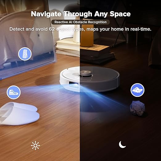 roborock Qrevo Curv Robot Vacuum and Mop, 18,500Pa Suction, Zero-Tangling, AdaptiLift Chassis, FlexiArm Technology, Hot Water Mop Washing & Dock Self Cleaning, Al Obstacle Recognition