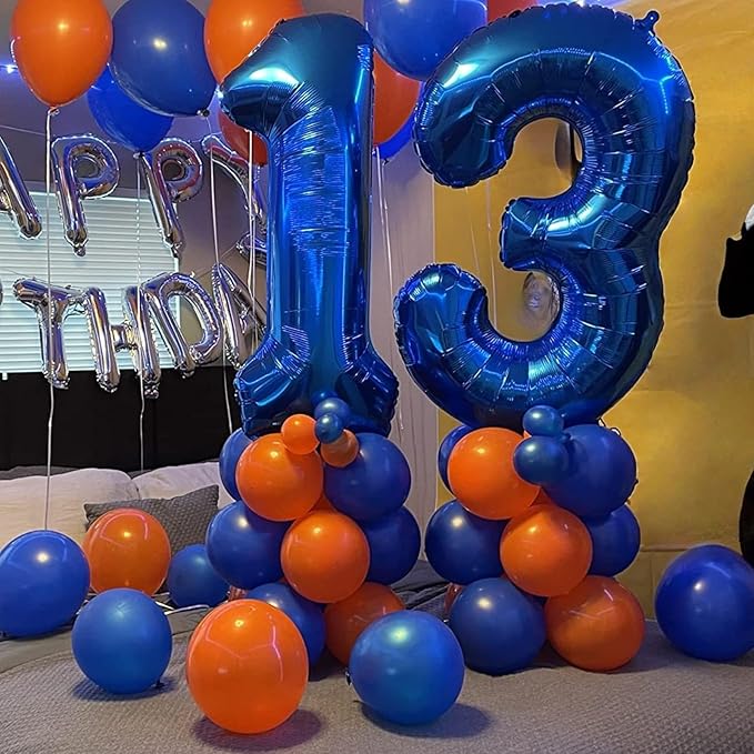 40 Inch Balloon Number 3 Blue, Large Foil Number Balloons Set 0-9, Digital 3 Helium Balloons for Boys Men 3rd 13th 30th Birthday Anniversary Graduation New Year's Eve Party Decoration Supplies