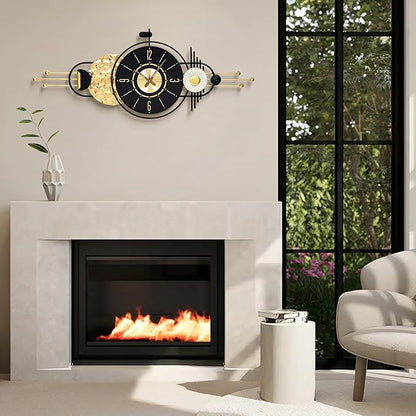 47x19 Inches Large Modern Decorative Wall Clock, Abstract Non-Ticking Battery Operated Analog Clocks for Living Room, Bedroom, Home & Office - Easy to Read