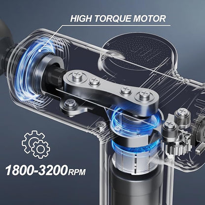 Massage Gun Deep Tissue，Portable Percussion Massager Gun for Athletes with 4 Massage Heads 6 Speeds for Fathers Day, Mother, Men, Women Holiday Gifts（Silver）
