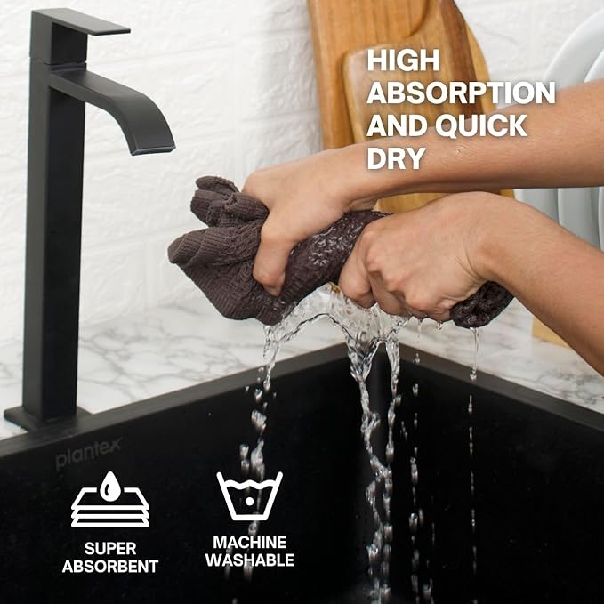 Premium 100% Cotton Waffle Weave Kitchen Wash Cloths (12 x 12-12 Pc) – Solid, Ultra Soft, Scratch-Free & Super Absorbent - Quick Drying Cleaning Wash Cloths,Perfect Dish Rags - Grey